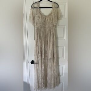 NWOT Elegant Lace Cream Dress Size Large